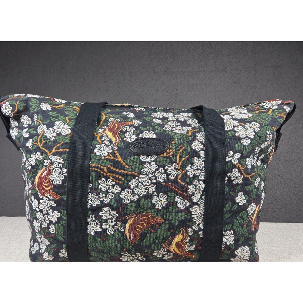Vintage Bob Timberlake Large Bag Tapestry Fabric Tote Bird Flowers Travel